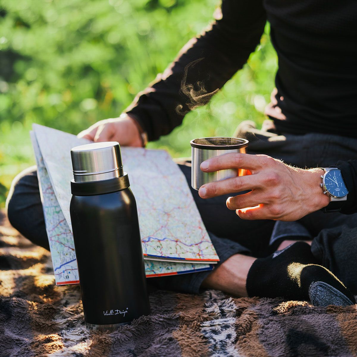 Turistická termoska černá FUORI 1 l